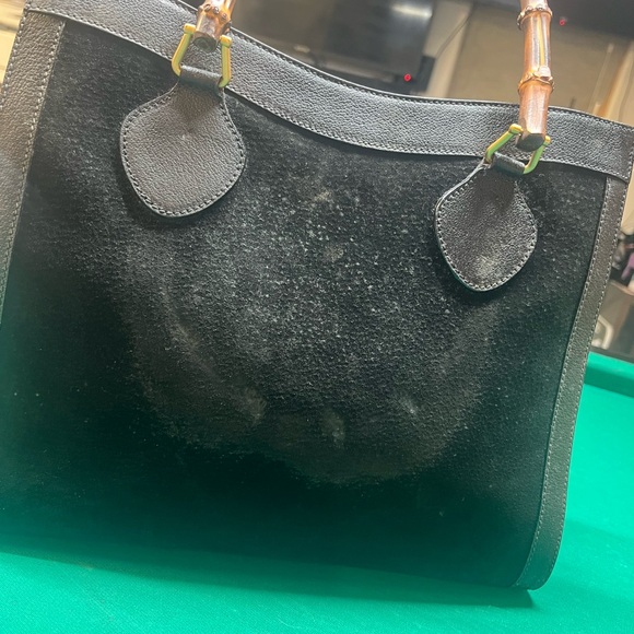 Vintage Gucci Bamboo Handle Suede Tote Bag - Black (Tom Ford Era) - Picture 3 of 9